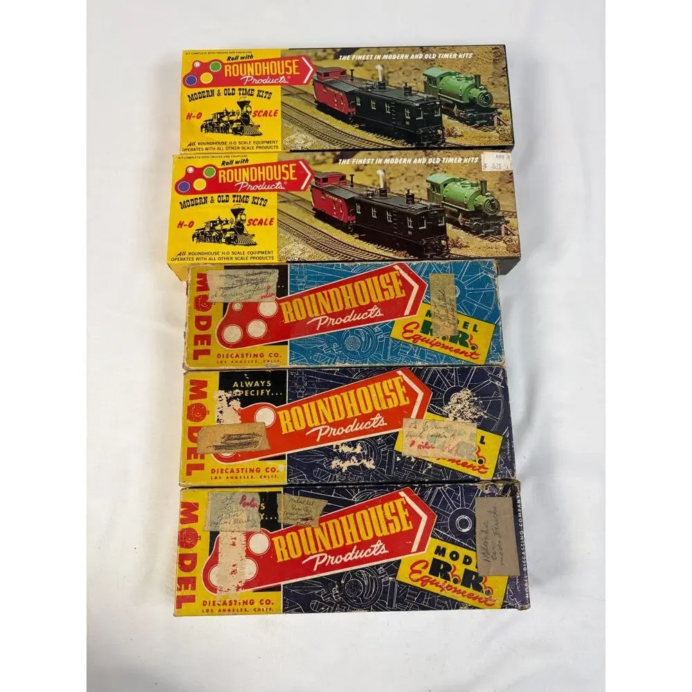 Roundhouse HO Scale Freight Car Lot Flat Car Passenger Hopper Box Mixed Vintage